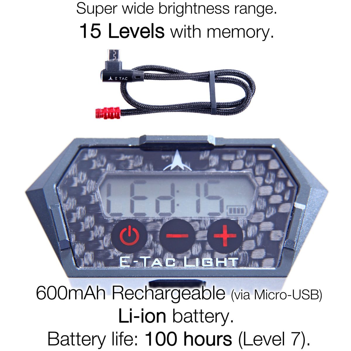 Elvish Tac E-Tac Light 1/4-28 Compound Bow Sight Light 15 Levels Motion-Sensor Auto On/Off Rechargeable
