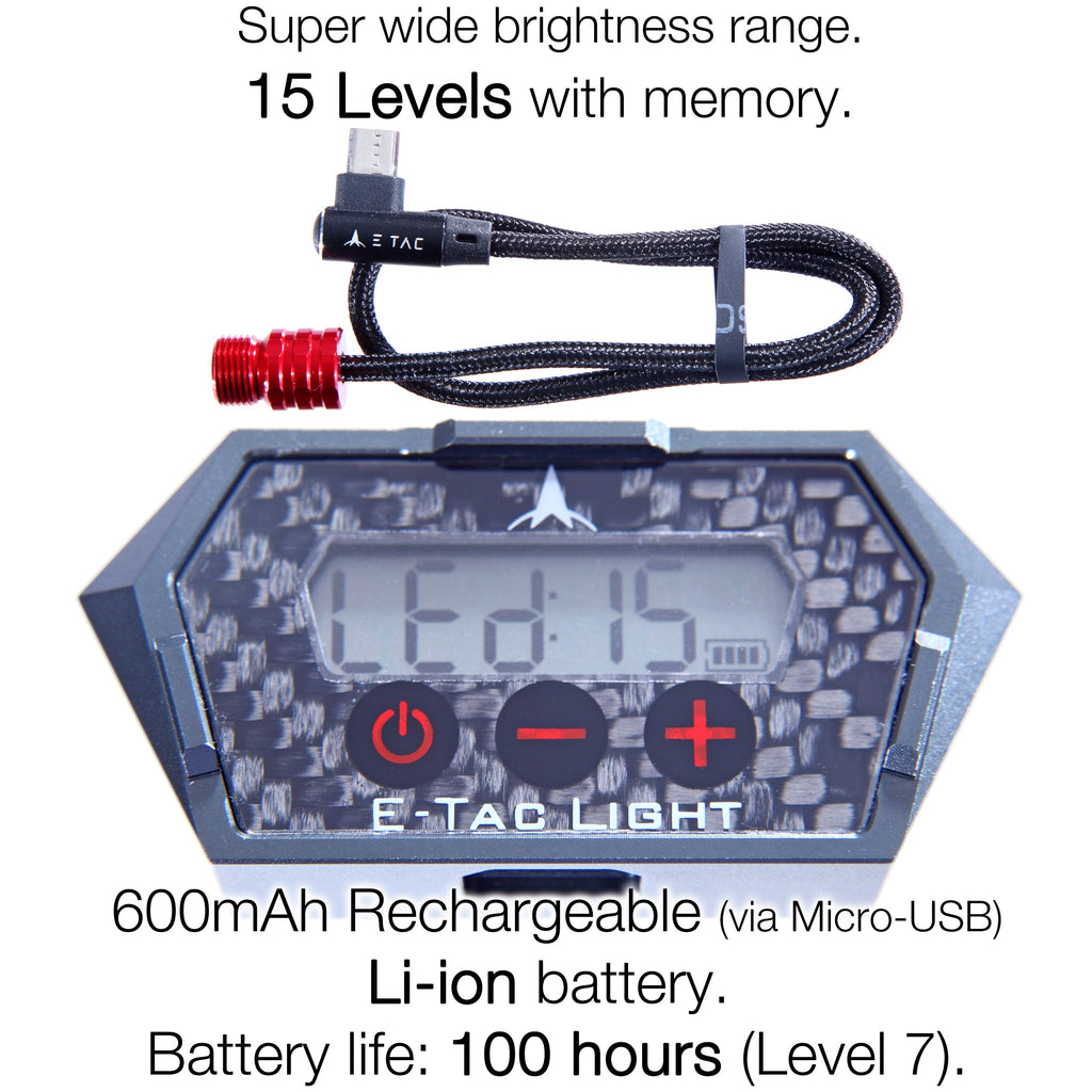 Elvish Tac E-Tac Light 3/8-32 Compound Bow Sight Light 15 Levels Motion-Sensor Auto On/Off Rechargeable