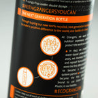Close-up of the Clothing Repel bottle showing the recycled-bottle information panel