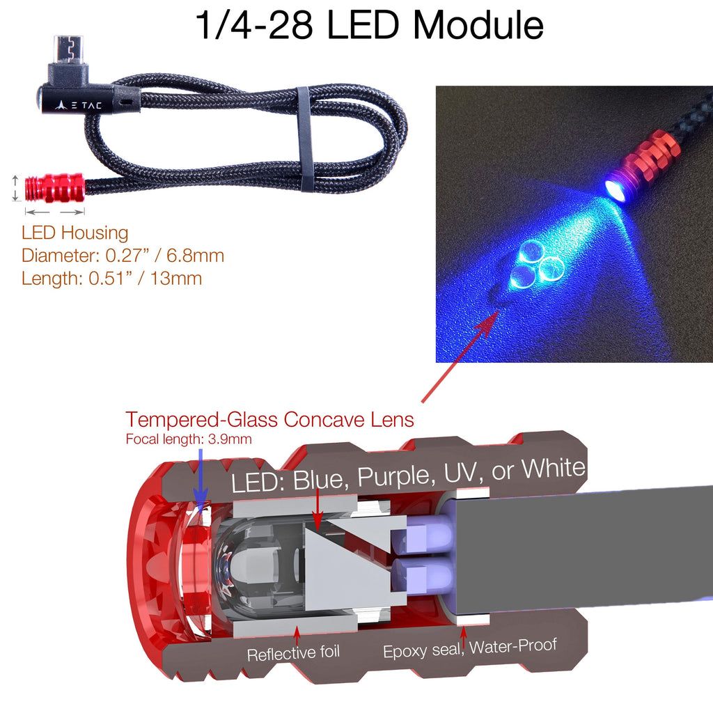 Elvish Tac E-Tac Light 1/4-28 Compound Bow Sight Light 15 Levels Motion-Sensor Auto On/Off Rechargeable