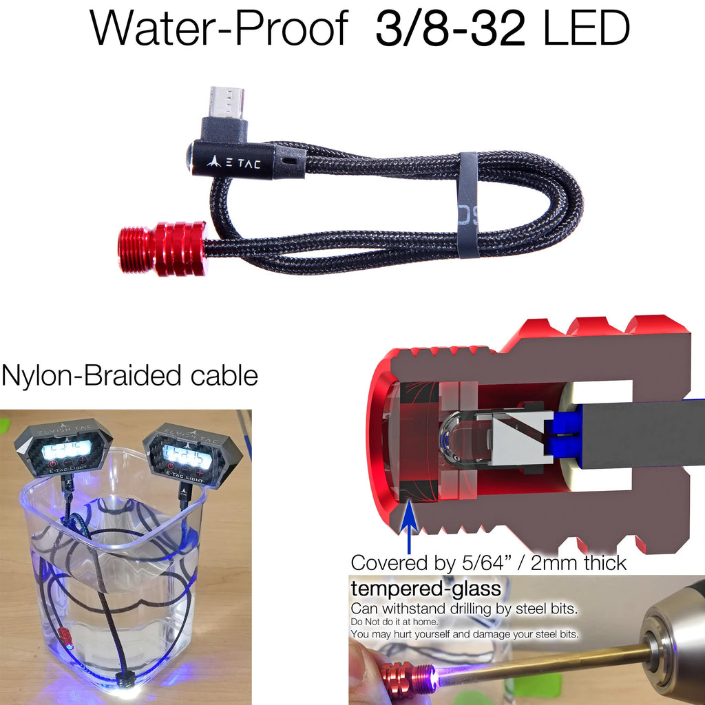 Elvish Tac E-Tac Light 3/8-32 Compound Bow Sight Light 15 Levels Motion-Sensor Auto On/Off Rechargeable