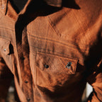Stone Glacier Timber Butte Snap Shirt LS, chest pocket detail with black nickel snaps and embroidered SG Lifestyle Ram