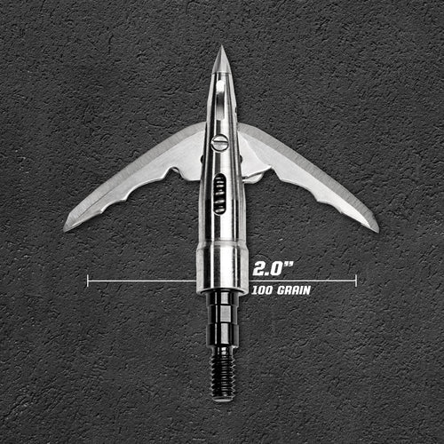 Beast Titanium Broadhead, 100 grain, 2.0 in cut, blades deployed