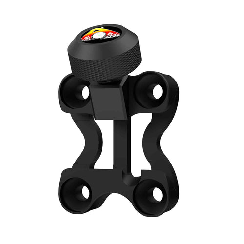 Axcel Bow Mounting Bracket, Black - angled view showing dovetail clamp and knurled tension knob