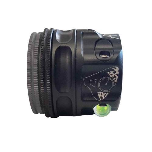 Axcel AVX-31 Scope with Doc's Choice Lens Combo, Black, front view showing lens retainer and level vial