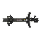 Axcel Achieve XP Variable Range 1.5" compound target sight, 6" UHM Carbon bar, Black elevation rail and knobs