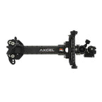Axcel Achieve XP Variable Range 2.0" Compound target sight, 6" UHM carbon bar, black elevation rail and knobs, right-handed