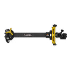 Axcel Achieve XP Variable Range 2.0" Compound target sight, 9" UHM carbon bar, gold elevation rail, right-handed