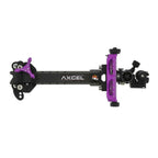 Axcel Achieve XP Variable Range 2.0" Compound target sight, 6" UHM carbon bar, purple elevation rail, right-handed