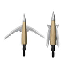 Beast Aluminum Broadhead, 100 grain, blades closed and deployed, on white