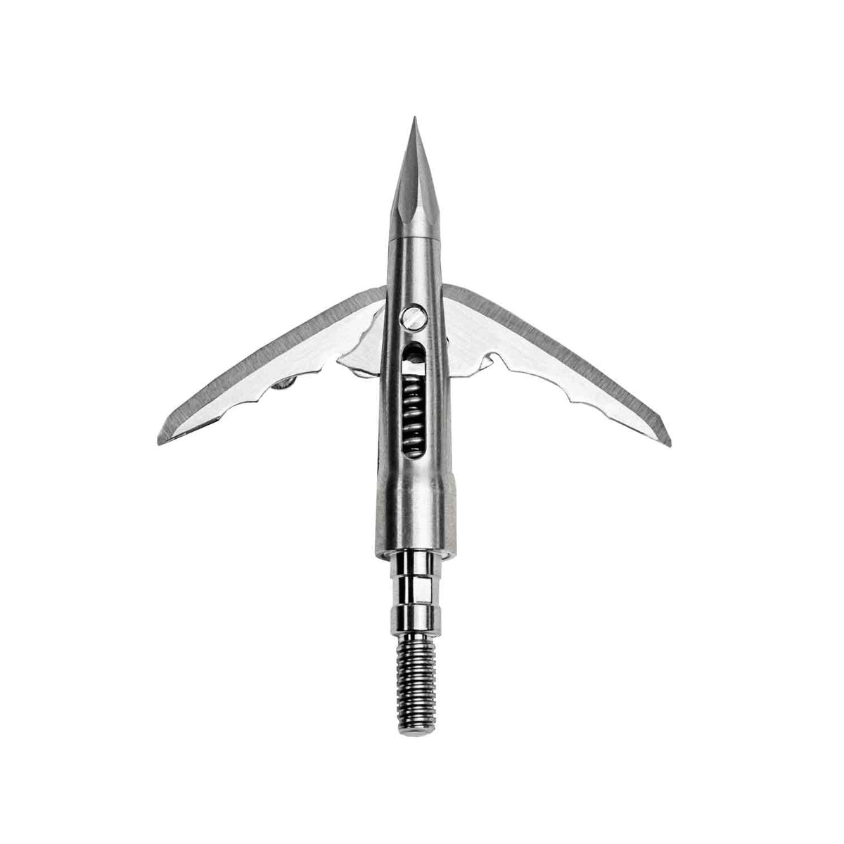 Beast 2.0 in 150 grain Stainless Steel Broadhead, blades deployed, on white