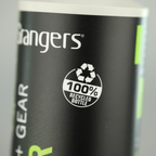 Close-up of the Footwear + Gear Cleaner label
