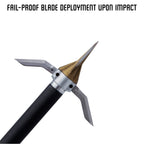 Ozcut Kreature broadhead showing blade deployment on impact