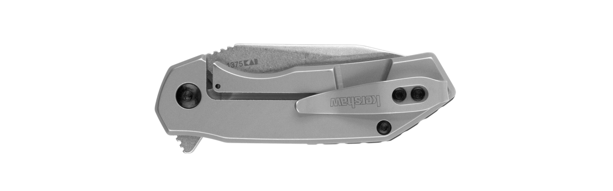Kershaw Valve 1375 closed, showing the deep-carry pocketclip