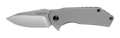 Kershaw Valve 1375 open, showing stonewashed drop-point blade and bead-blasted steel handle