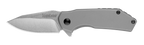 Kershaw Valve 1375 open, showing stonewashed drop-point blade and bead-blasted steel handle