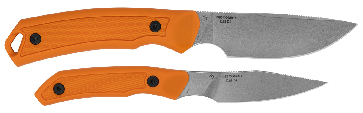 Kershaw Deschutes Combo skinner and caper, reverse view with 1883COMBO blade markings