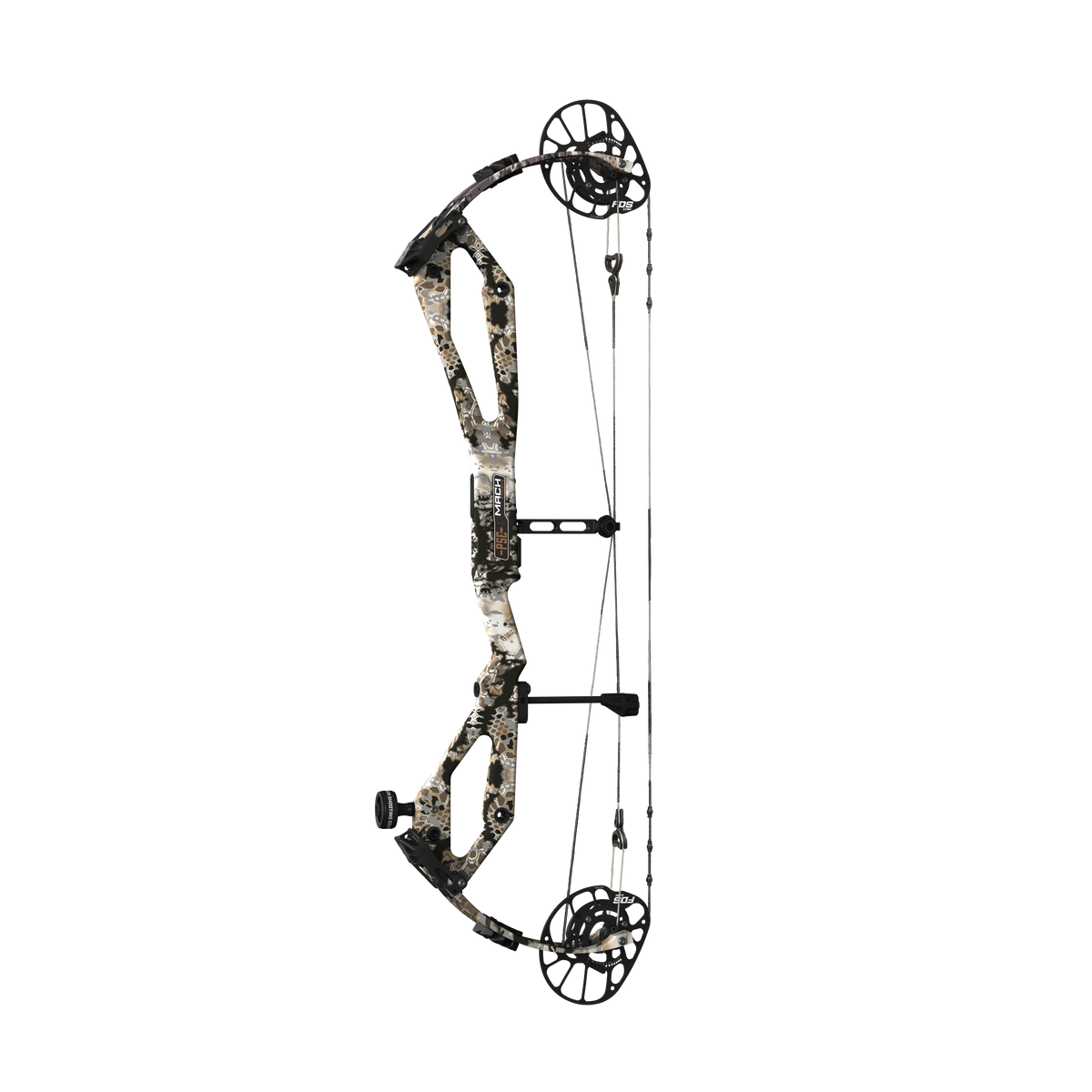 PSE Odin Carbon FDS compound hunting bow, Kryptek Skyfall, straight-on view