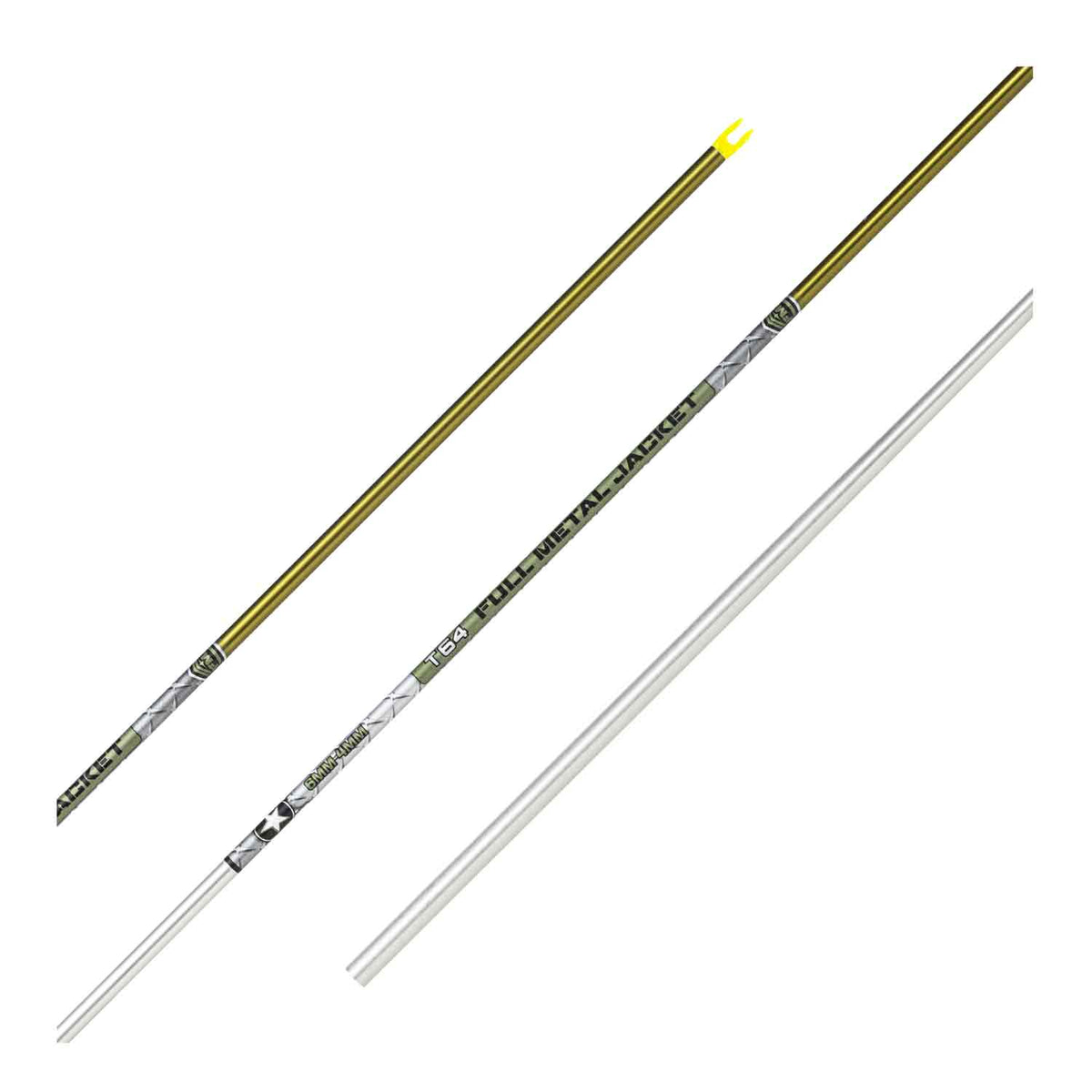 Easton FMJ T-64 tapered arrow shaft, 6mm front tapering to 4mm nock end