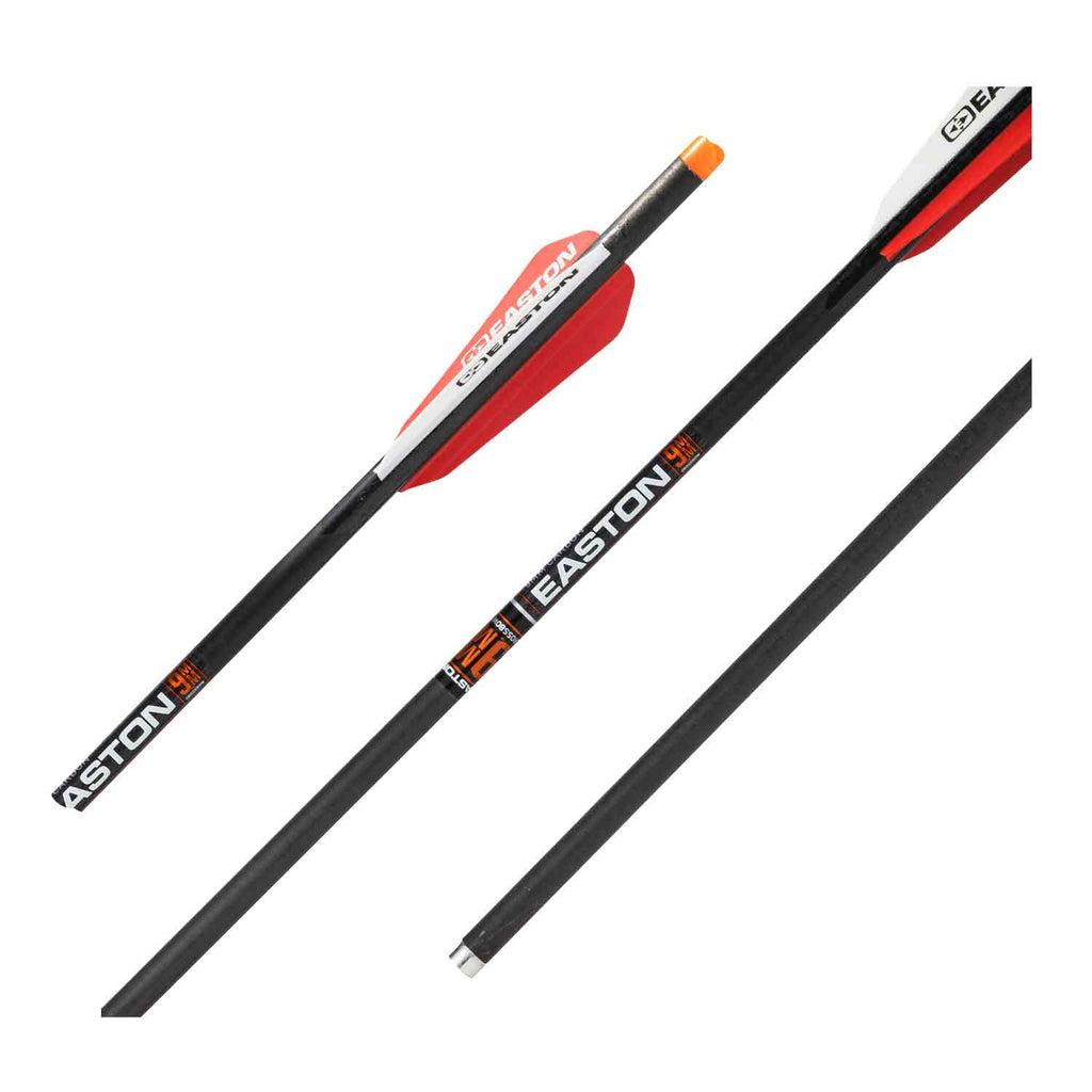 Easton 9mm crossbow bolts fletched with red and white vanes