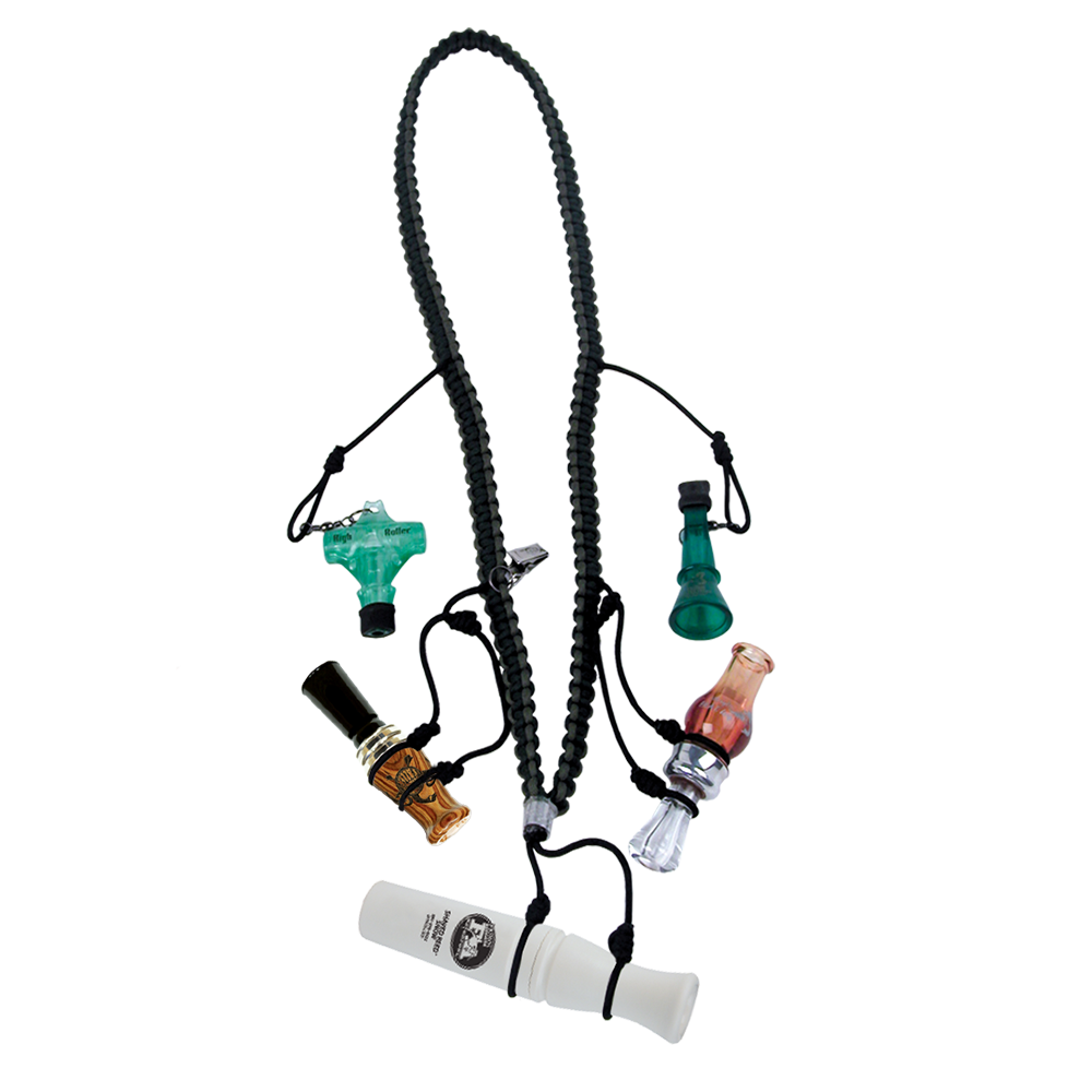 Primos Waterfowler's 3 Call Lanyard with calls attached