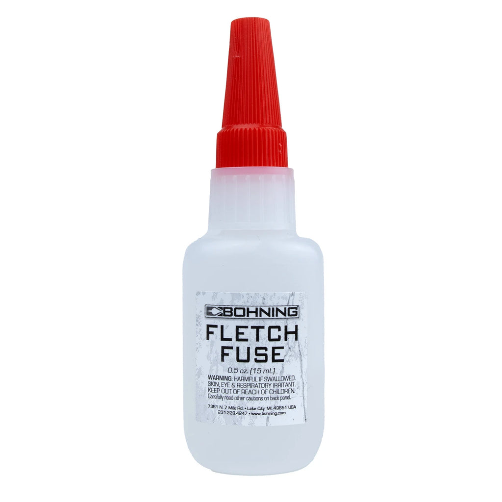 Bohning Fletch Fuse instant glue bottle, 0.5 oz, with red applicator cap
