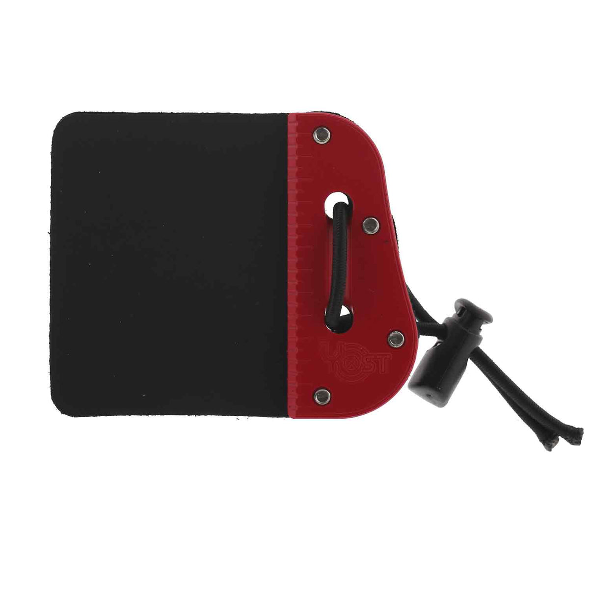 Yost Archery Pro-Tab Lite finger tab in red with a black leather face
