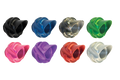 Specialty Archery Pro Series hooded peep housings shown in the range of anodised colours