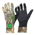 Primos Stretch-Fit Sure-Grip gloves in Realtree Edge camo, back and palm
