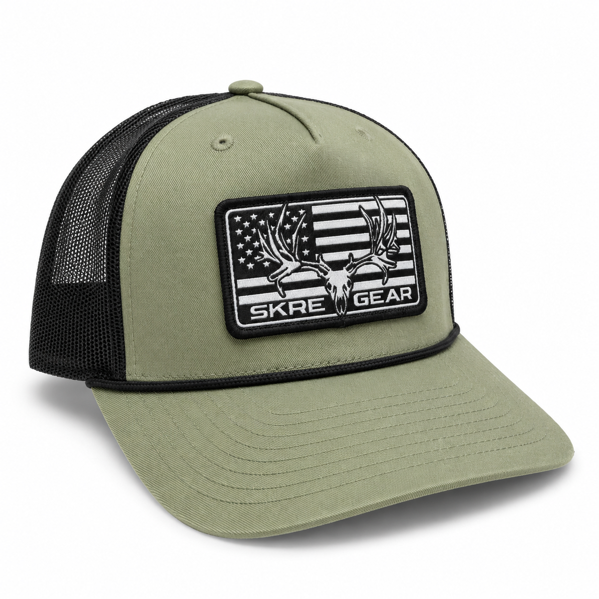 SKRE Deadhead Mule Deer rope Patch Hat, Loden