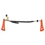 Bow Medic portable field bow press with orange limb brackets and ratchet strap