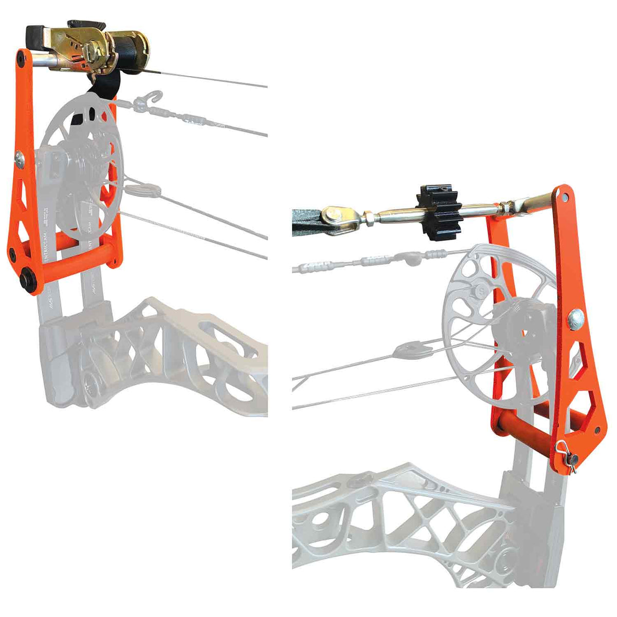 Close-up of the Bow Medic press limb brackets and tension release