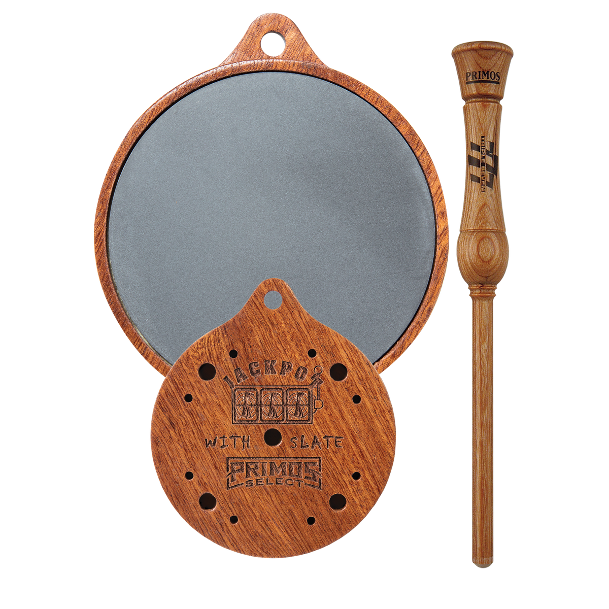 Primos Jackpot Slate Turkey Pot Call with hardwood striker