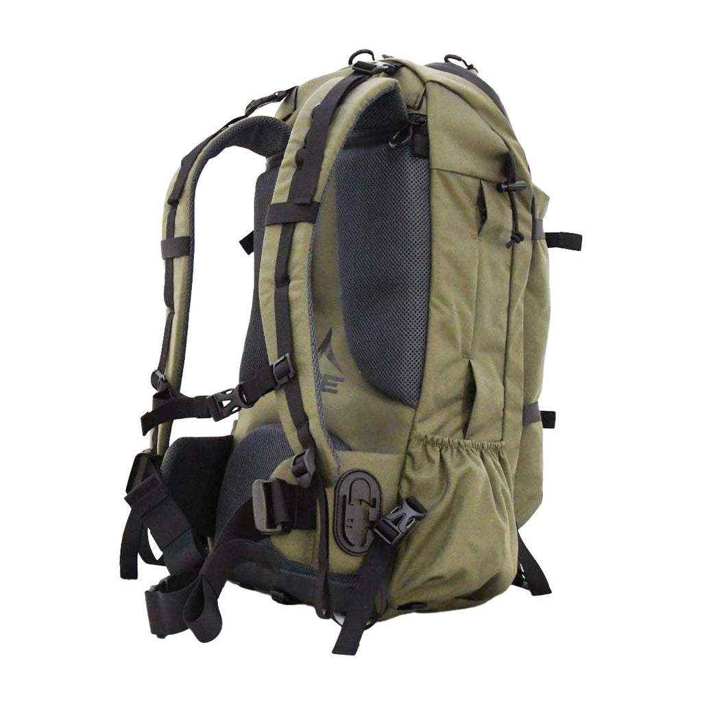 SKRE Timberline 2400 Pack, side view showing harness and lumbar support