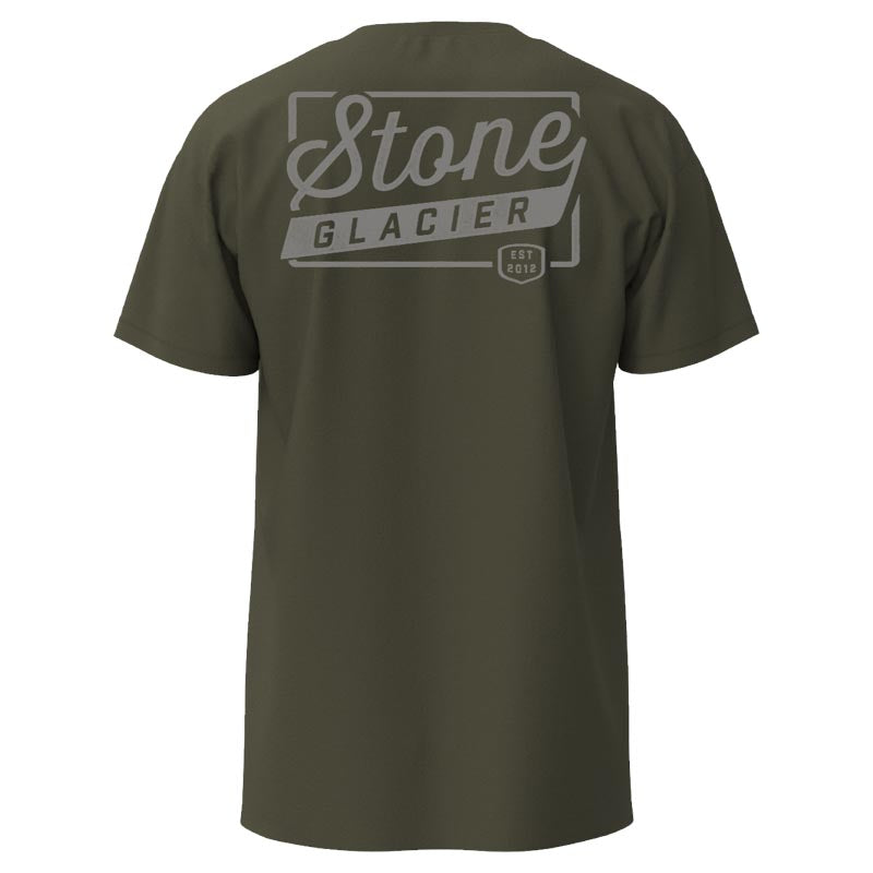 Stone Glacier Stone Stamp T-Shirt, Army Green, back view