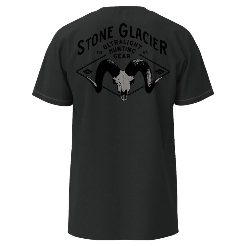 Stone Glacier Ram Skull T-Shirt, Charcoal Heather back
