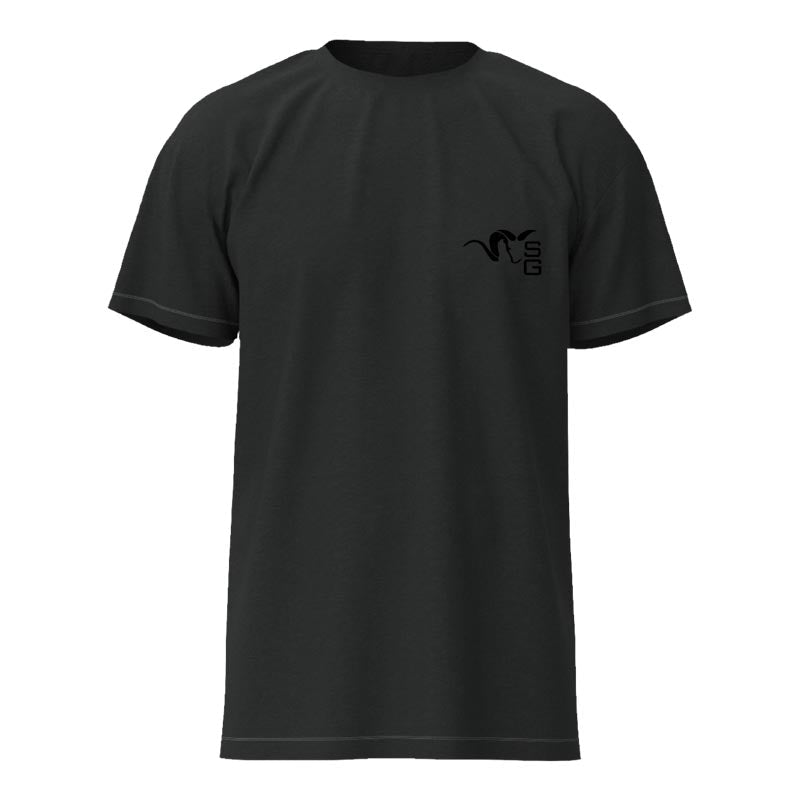 Stone Glacier Ram Skull T-Shirt, Charcoal Heather front