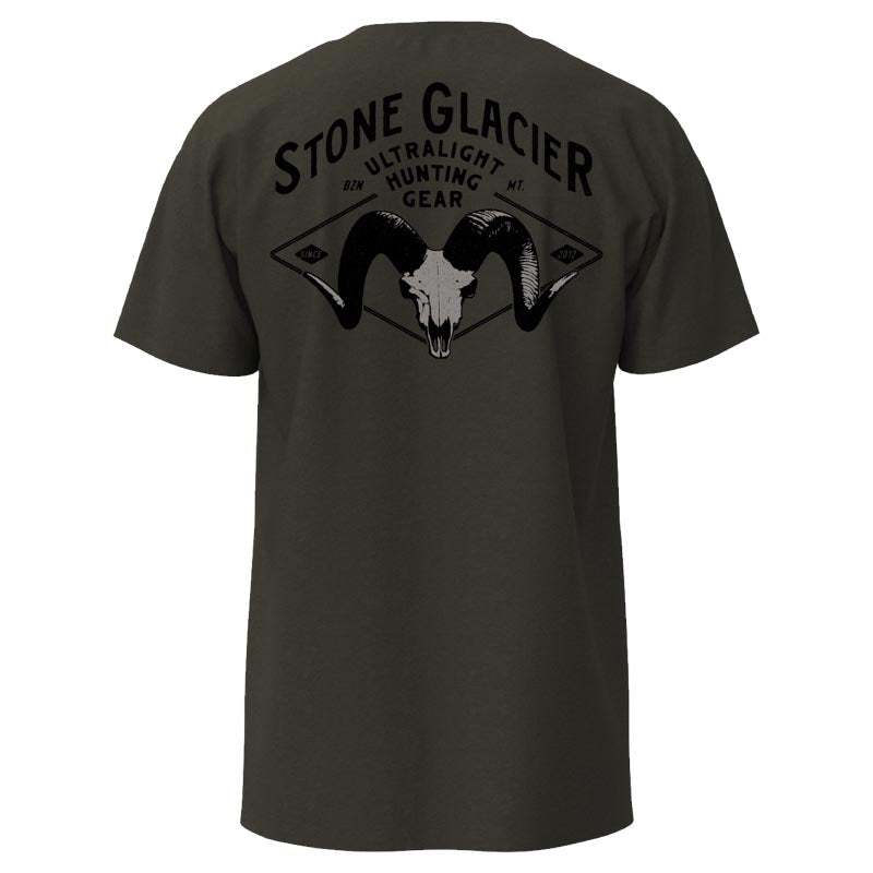 Stone Glacier Ram Skull T-Shirt, Military Heather back