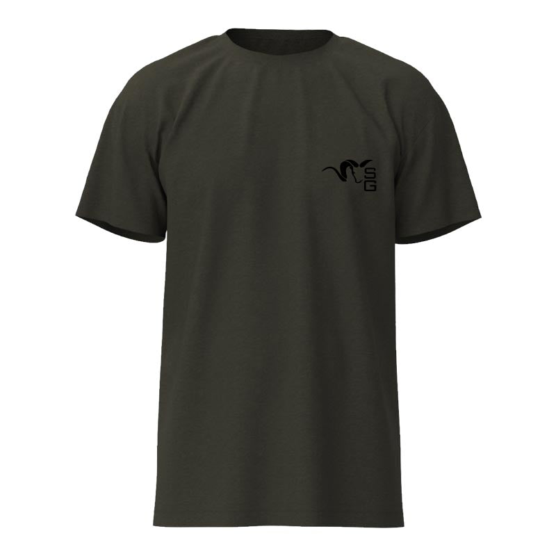 Stone Glacier Ram Skull T-Shirt, Military Heather front