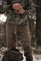 SKRE Venture Flex Pant worn in the field, Ash Brown
