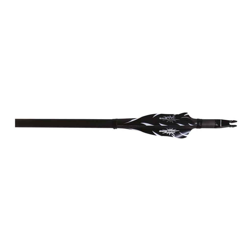Gas Pro 2.8 inch Shield Spin vanes in black on an arrow shaft