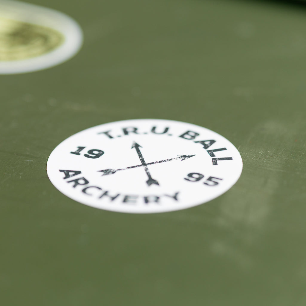 T.R.U. Ball Circle X Arrows sticker in White applied to a hard case