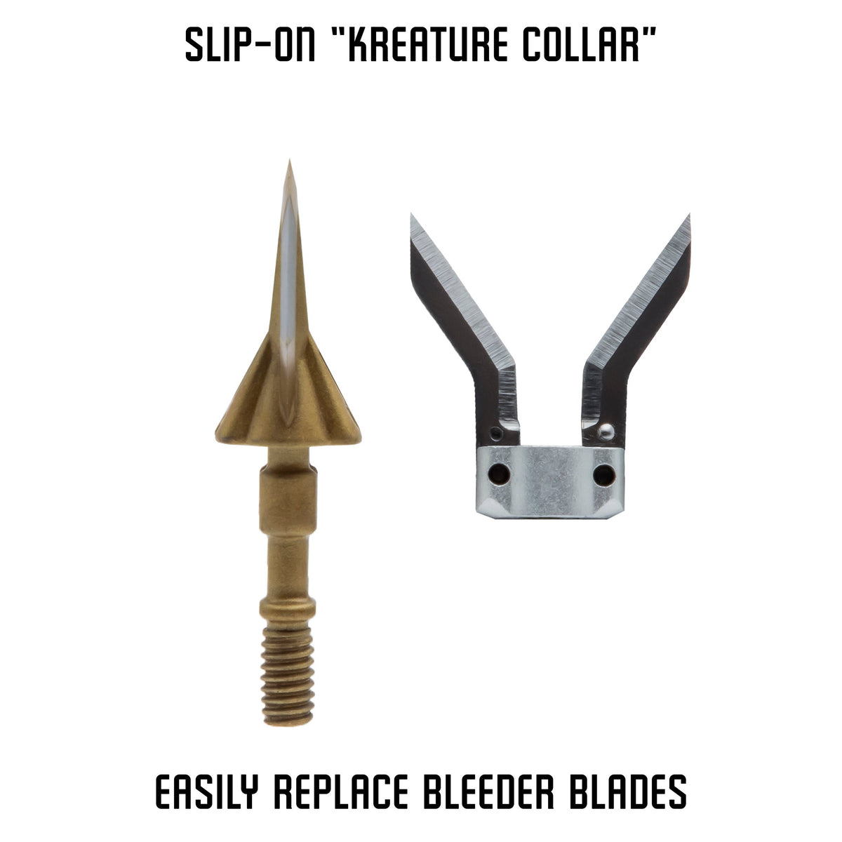 The Ozcut Kreature fixed blade and slip-on Kreature Collar shown separately