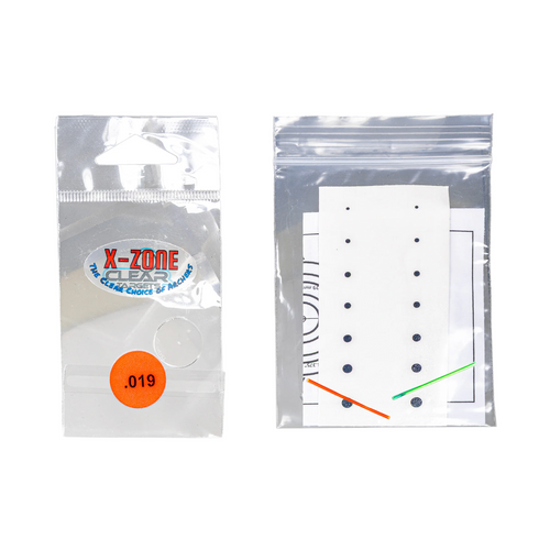 Axcel Clear Targets Zero Power X-Zone Lens kit, .019 inch drilled, with Red & Green Stick Fibers and small dot decals