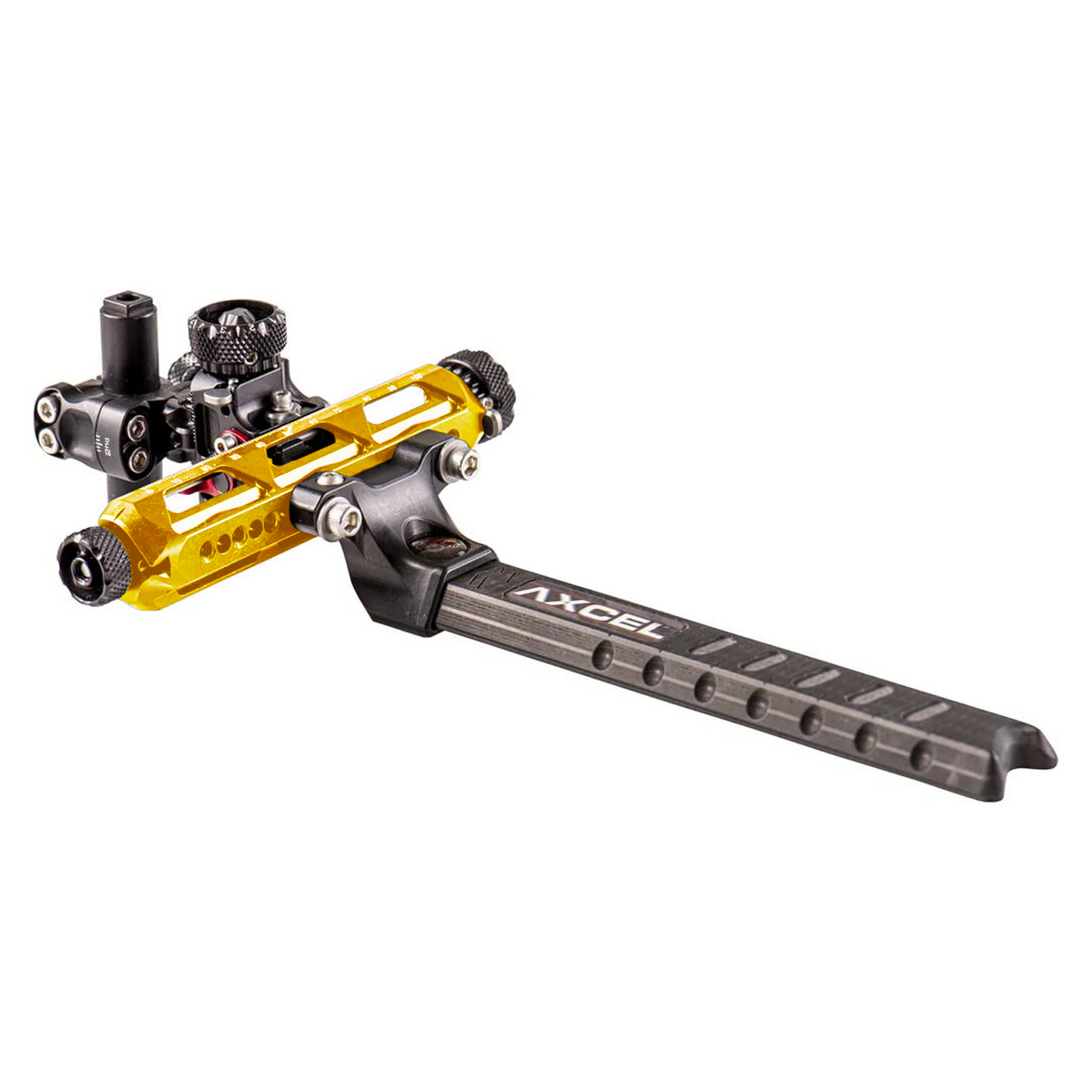 Axcel Achieve XP PRO with Bridge-Lock Mount, 6" Bridge-Lock offset UHM carbon bar, left-handed, Gold elevation rail