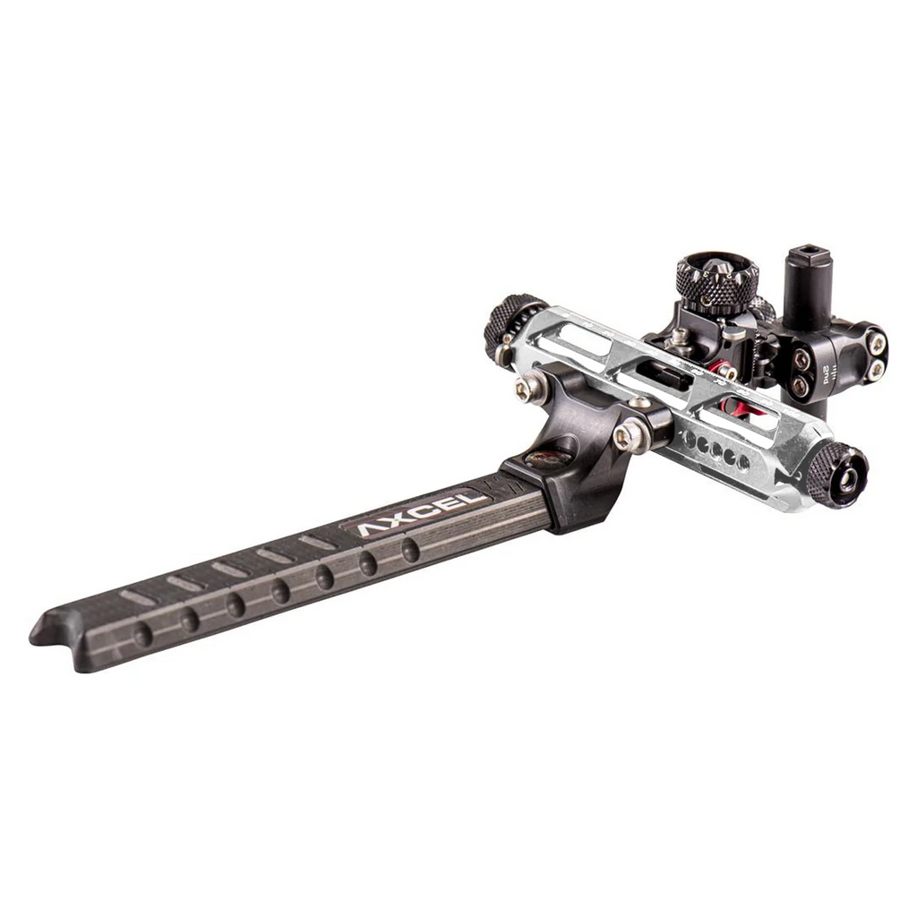 Axcel Achieve XP PRO with Bridge-Lock Mount, 6" Bridge-Lock offset UHM carbon bar, right-handed, Silver elevation rail