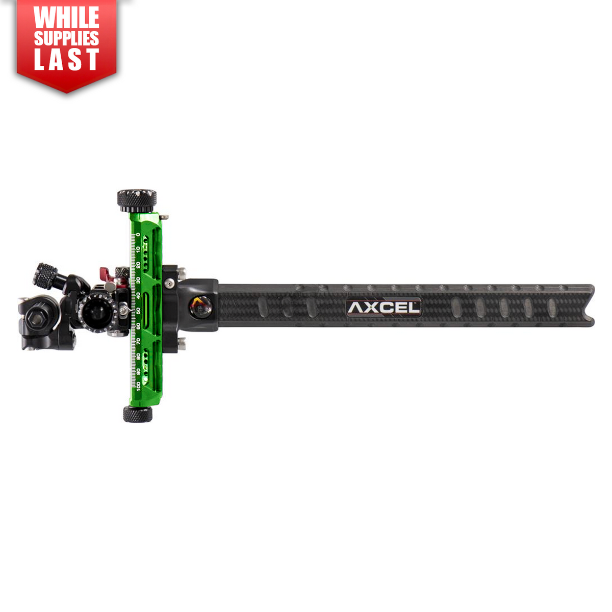 Axcel Achieve XP PRO with Bridge-Lock Mount, 9" Bridge-Lock offset UHM carbon bar, left-handed, Green elevation rail