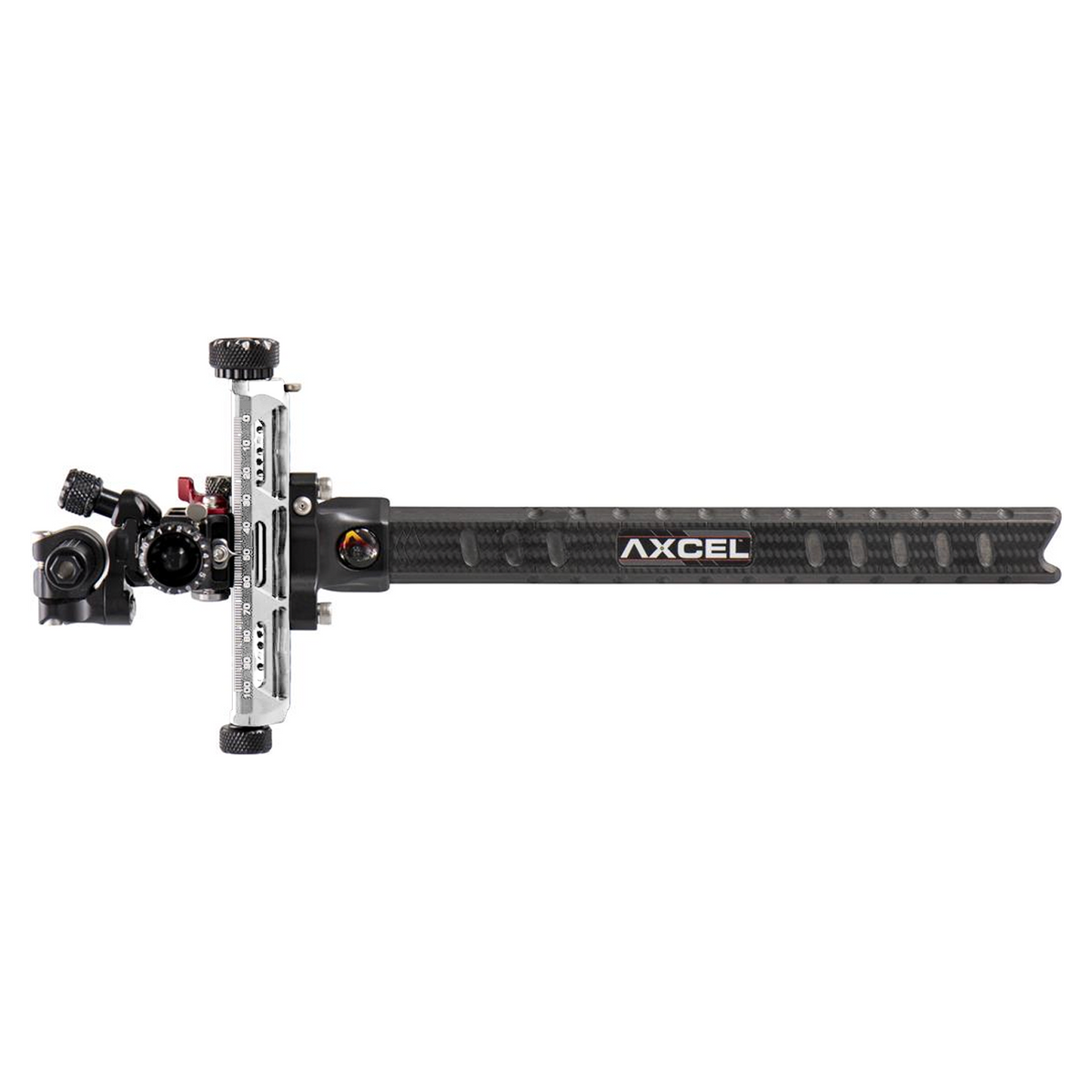 Axcel Achieve XP PRO with Bridge-Lock Mount, 9" Bridge-Lock offset UHM carbon bar, left-handed, Silver elevation rail