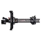 Axcel Achieve XP PRO Compound target sight, Black elevation rail and knobs, 6 inch UHM Diamond Weave Carbon bar, left-handed