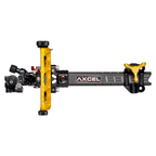 Axcel Achieve XP PRO Compound target sight, Gold elevation rail and knobs, 6 inch UHM Diamond Weave Carbon bar, left-handed